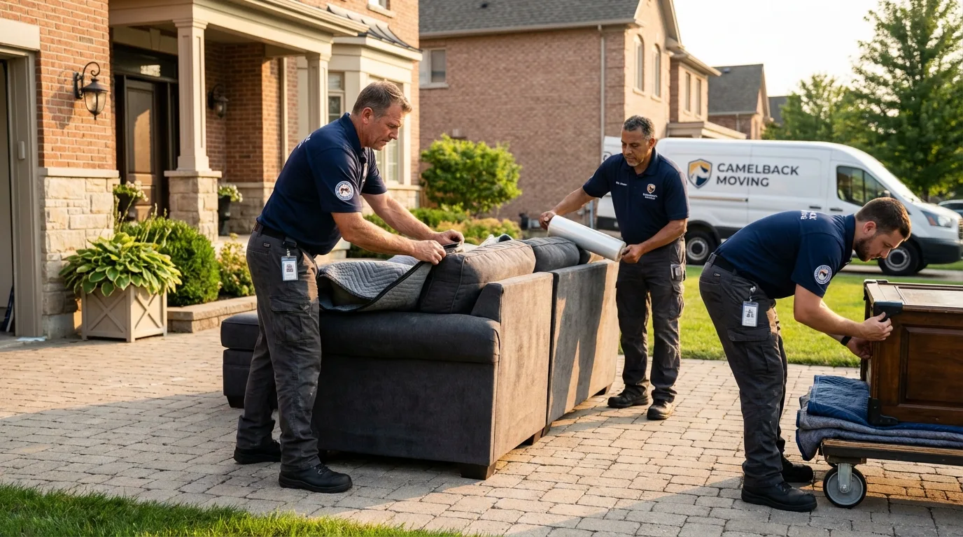 Large estate moving crew wrapping furniture in Emporia, VA