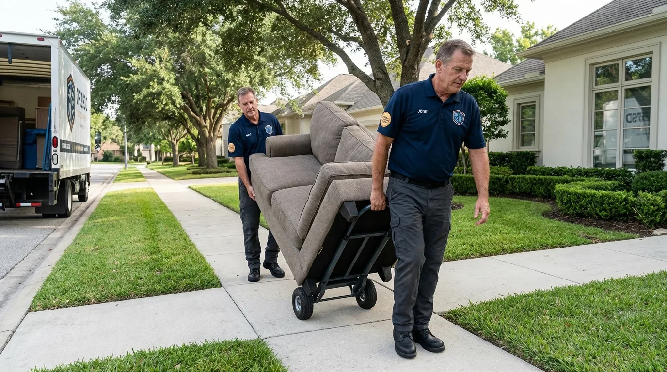 Local residential moving crew loading furniture in Emporia, VA