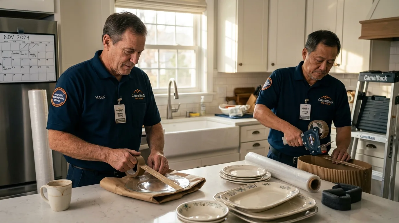 Professional crew packing kitchen dishware in Emporia, VA